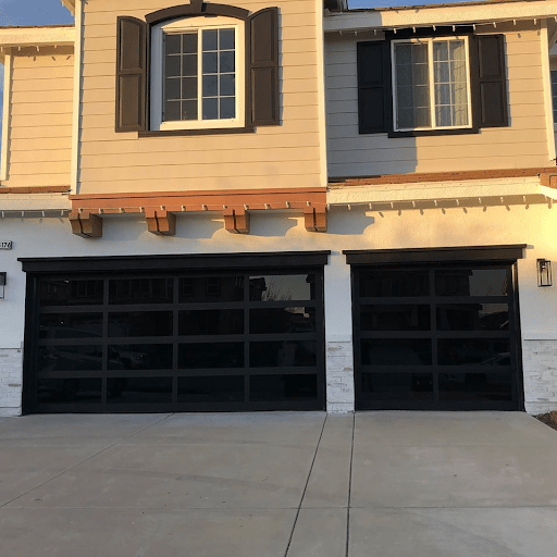 black glass garage doors